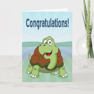 Cute Tecknad Turtle Smiling for Grattiss Kort