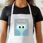 Cute Tecknad Uggla - Anpassat namn för blått och G Förkläde<br><div class="desc">Ett modernt och enkelt uggla med trendig färg. Du kan lägga till namn,  monogram eller annan anpassningsbar. Om du vill flytta runt bilden klickar du på knappen Anpassa för att göra ändringar.</div>