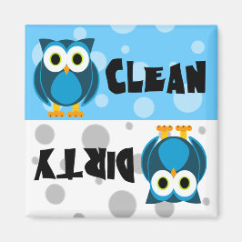 Cute Tecknad Uggla Clean / Dirty Dishwasher Magnet