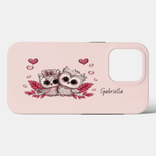 Cute Tecknad Uggla Heart Valentindagen