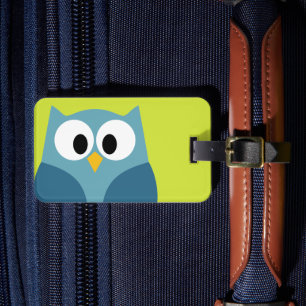 Cute Tecknad Uggla med Adress och Mobilt nummer Bagagebricka