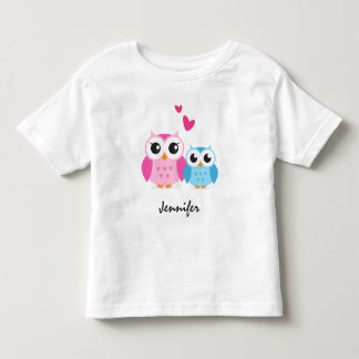 Cute tecknad uggla med hjärta personlig namn t shirt
