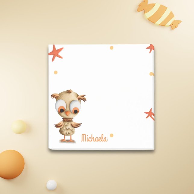Cute Tecknad Uggla Personlig Post-it Block (Skapare uppladdad)