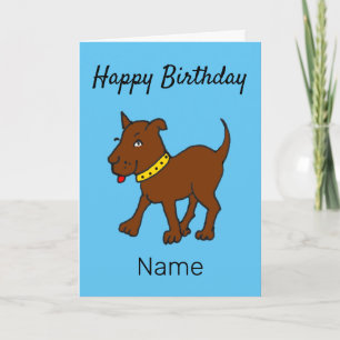 Cute Tecknad Ugly Brown Hund Birthday Kort