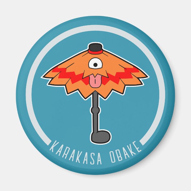 Cute Tecknad Umbrella Ghost | Japanska Yokai Magnet (Framsidan)