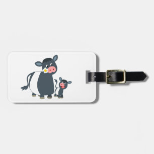 Cute Tecknad under Galloway Cow och Calf Bagagebricka