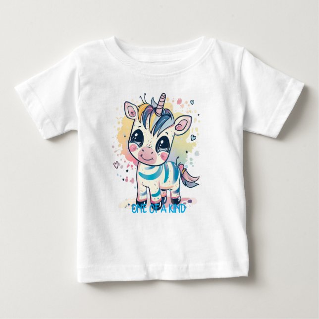 Cute Tecknad Unicorn Baby & Småbarn T-Shirt Design (Framsida)