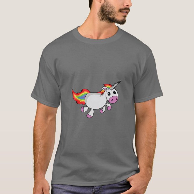 Cute Tecknad Unicorn Funny T Shirt (Framsida)
