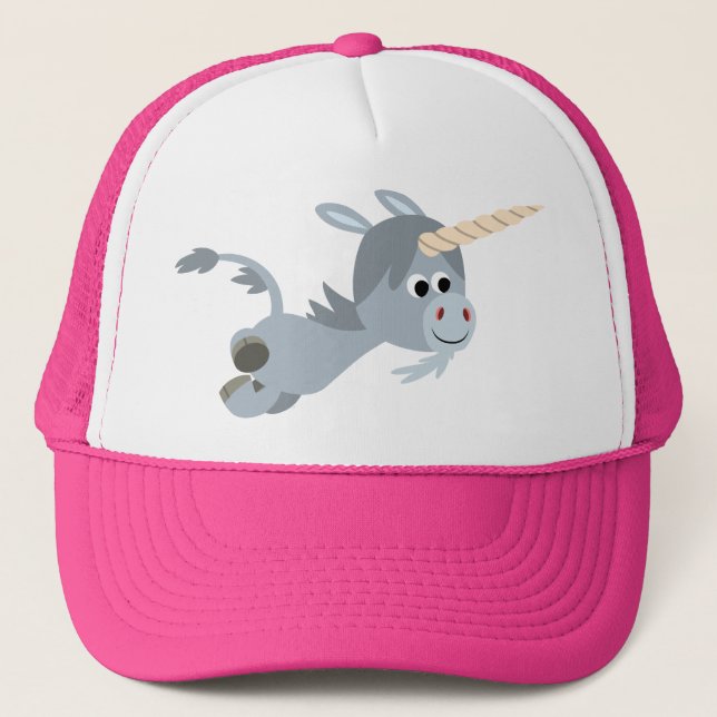 Cute Tecknad Unicorn i ett snabbt tempo Truckerkeps (Framsida)