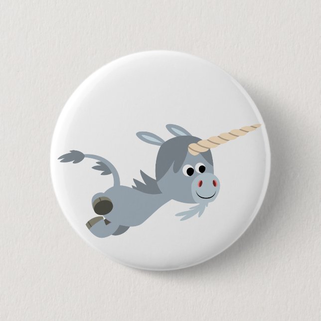 Cute Tecknad Unicorn in a rapid Button Badge Knapp (Framsida)