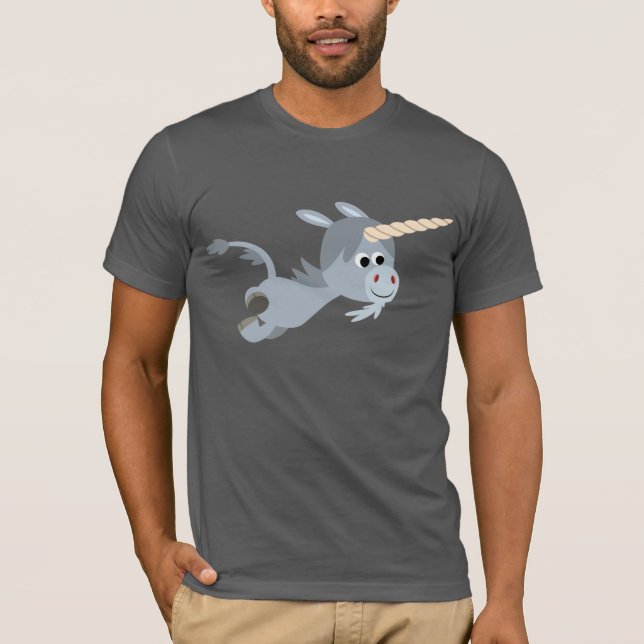 Cute Tecknad Unicorn in a rapid T-Shirt (Framsida)
