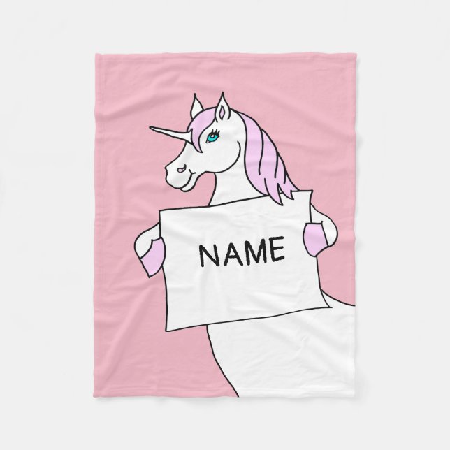Cute Tecknad Unicorn med Sign Fleecefilt (Framsidan)