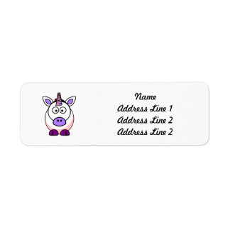 Cute Tecknad Unicorn Returadress Etikett