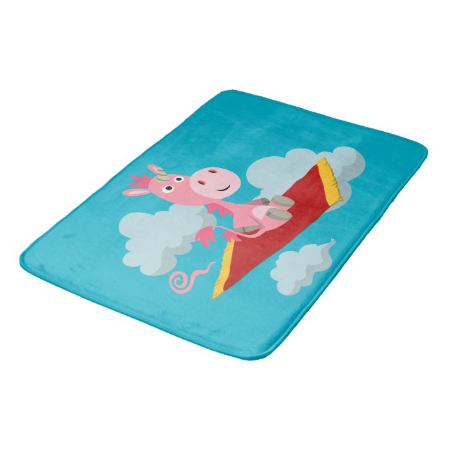 Cute Tecknad Unicorns Magic Carpet Ride Bath Mat Badrumsmatta (Vinklad)