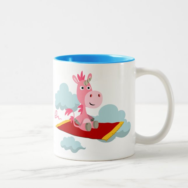 Cute Tecknad Unicorns Magic Carpet Ride Mugg (Höger)