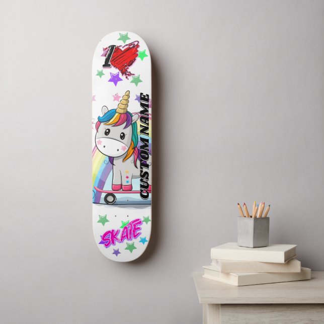 Cute tecknad - unik encorn-skateboard mini skateboard bräda 18,5 cm (Väggkonst)