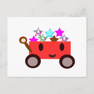 Cute tecknad-vagn vykort