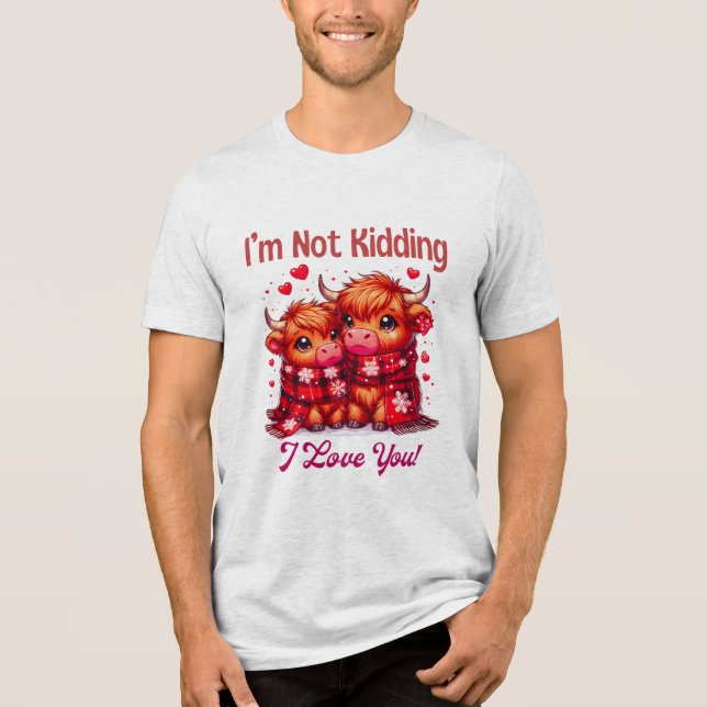 Cute tecknad-valentineser, höglandskost t shirt (Framsida)