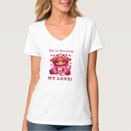 Cute tecknad-valentineser, höglandskost t shirt
