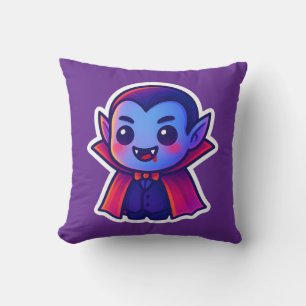 Cute Tecknad Vampre med Red Cape och Blue Skin Kudde