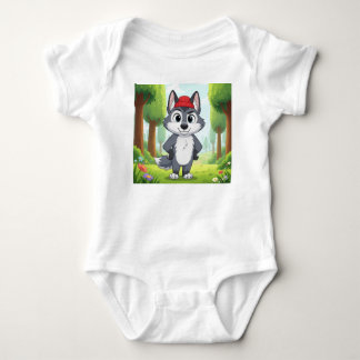 "Cute Tecknad Varg Baby Bodykostym - Forest Walk T Shirt