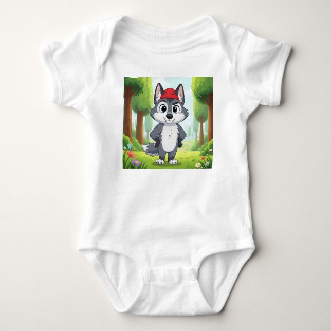 "Cute Tecknad Varg Baby Bodykostym - Forest Walk T Shirt (Framsida)