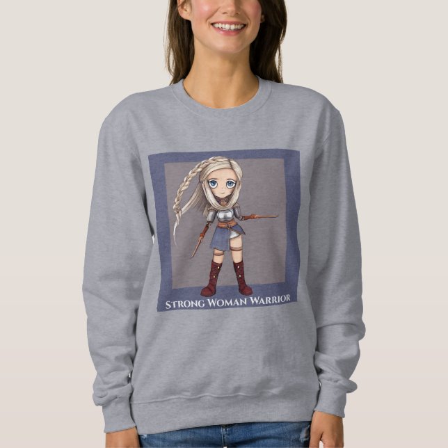 Cute Tecknad Viking Girl Warrior T Shirt (Framsida)