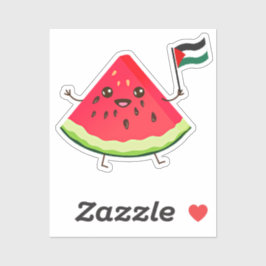 Cute Tecknad Watermelon Holding Palestine Flagga Klistermärken