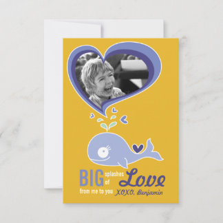 Cute Tecknad Whale Classroom Valentine Photo Inbjudningar