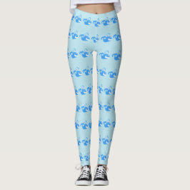 Cute Tecknad Whales Roligt Ocean Characters Leggings