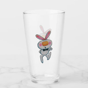 Cute Tecknad White Bunny Rosy Cheeks Thumbs Up Glaskopp