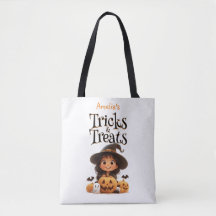 Cute Tecknad Witch Spöken Pumpkins Trick & Treat