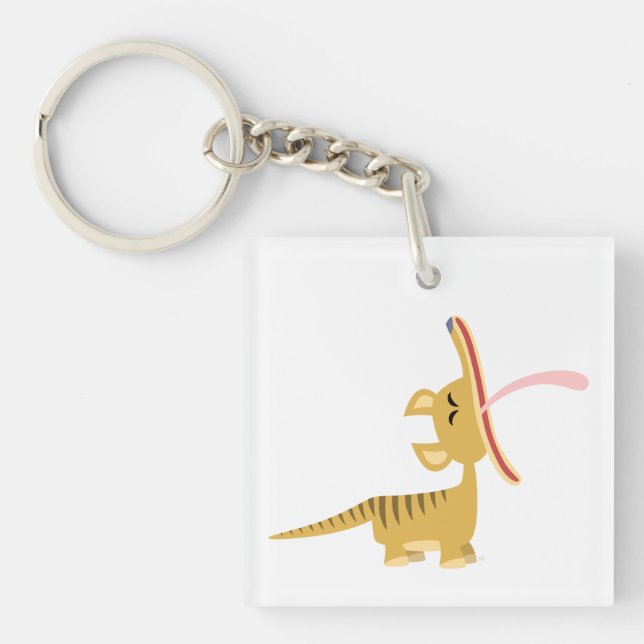 Cute Tecknad Yawning Thylacine Acrylic Magnet (Framsidan)