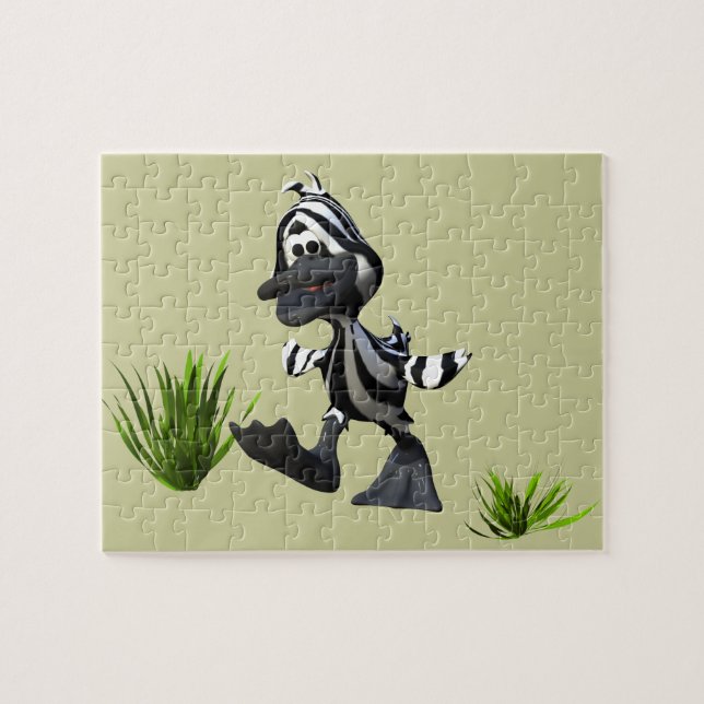 Cute Tecknad Zebra Anka Pussel (Horisontell)