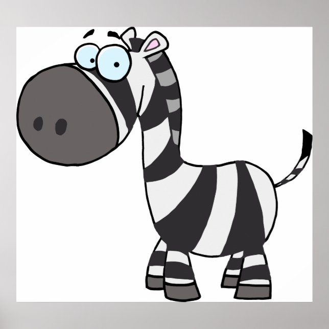 Cute Tecknad Zebra Funny Animal Character Poster (Framsidan)