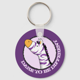 Cute Tecknad Zebra med färglöst Rand Nyckelring