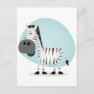 Cute Tecknad Zebra Vykort