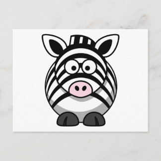 Cute Tecknad Zebra Vykort