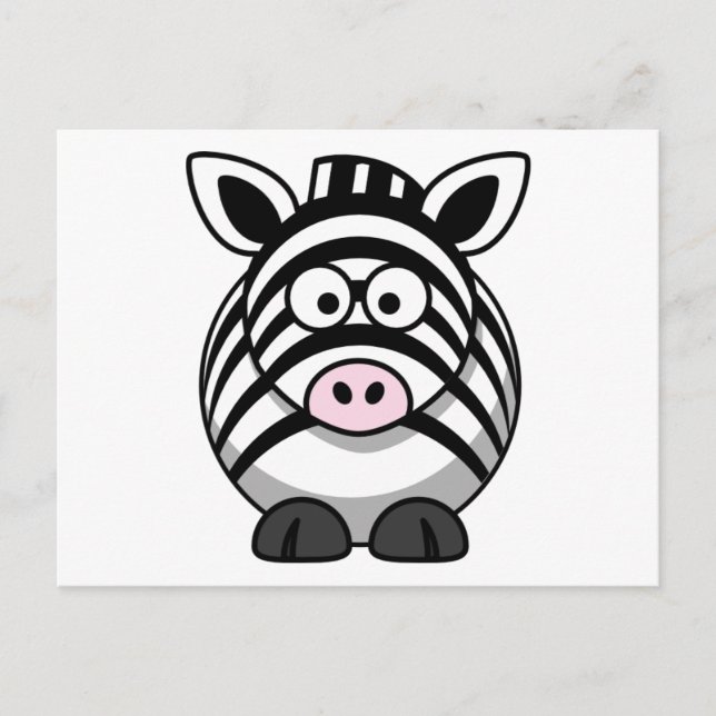 Cute Tecknad Zebra Vykort (Framsida)