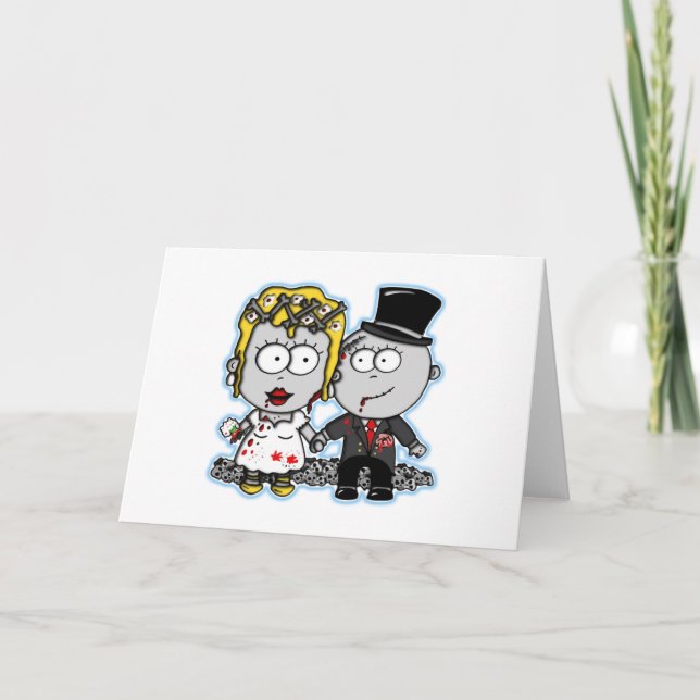 Cute tecknad Zombie brude och brudgåvor Kort (Framsida)