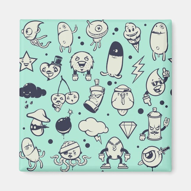 Cute Tecknade figurer Magnet (Framsidan)