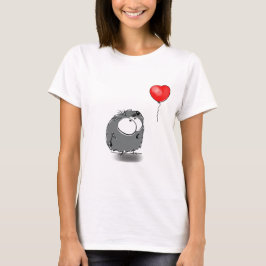 Cute Tecknade figurer med Red Heart Balloon T Shirt