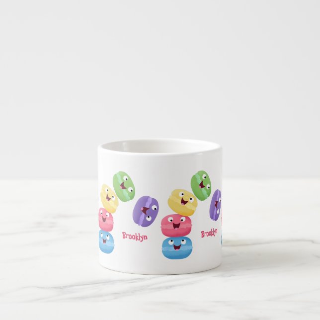 Cute-tecknaden för lustiga makaroner espressomugg (Framsidan)