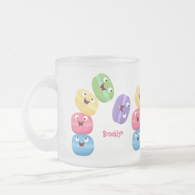 Cute-tecknaden för lustiga makaroner frostad glasmugg (Vänster)