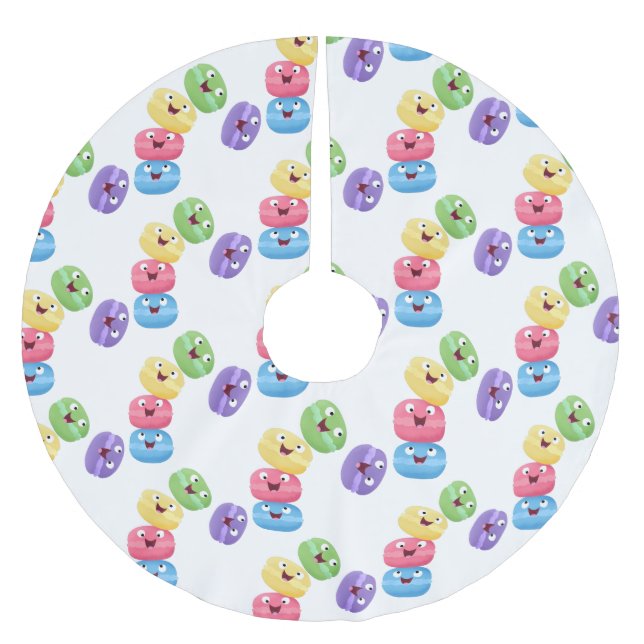 Cute-tecknaden för lustiga makaroner julgransmatta borstad polyester (Framsidan)