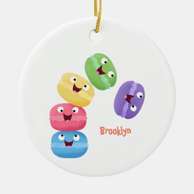 Cute-tecknaden för lustiga makaroner julgransprydnad keramik (Framsidan)