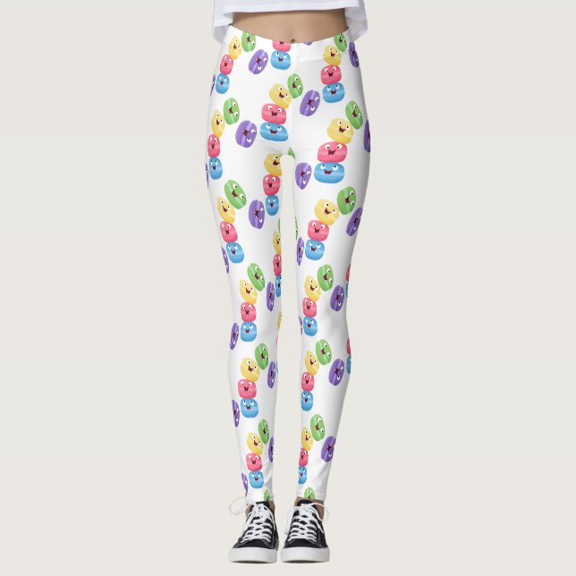 Cute-tecknaden för lustiga makaroner leggings (Framsida)
