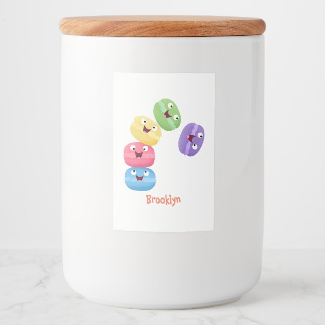 Cute-tecknaden för lustiga makaroner mat etikett (Framsida)