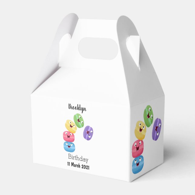 Cute-tecknaden för lustiga makaroner presentaskar (Framsidan Sidan)