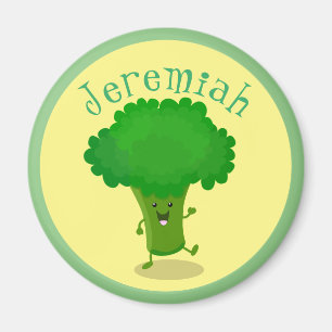 Cute-tecknaden med lustig dans broccoli magnet